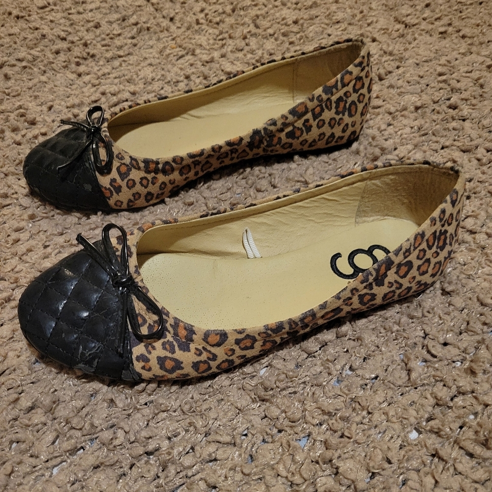 WOMENS LEOPARD PRINT FLAT BALLET SHOES BROWN AND BLACK SIZE 6 - Picture 3 of 10